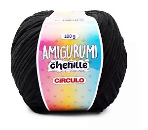 FIO AMIGURUMI CHENILLE COR 8990 PRETO 100G CÍRCULO