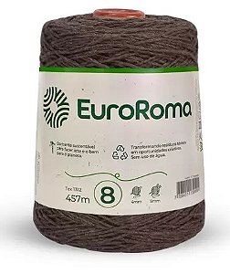 BARBANTE EUROROMA 600 GR FIO 8 COR 1100 MARROM 457 METROS