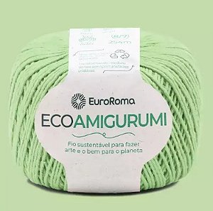FIO ECOAMIGURUMI 254 MTS 8/7 160GR COR 801 VERDE LIMÃO EUROROMA