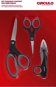 KIT TESOURA COMFORT 3 PEÇAS REF 449903 COR 20 PRETO
