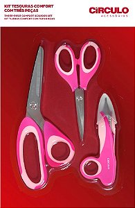 KIT TESOURA COMFORT 3 PEÇAS REF 449920 COR 20 ROSA