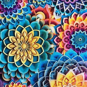 TECIDO TRICOLINE DIGITAL MANDALAS COR 1391 MEDIDAS: 50X1,40 MTS IGARATINGA
