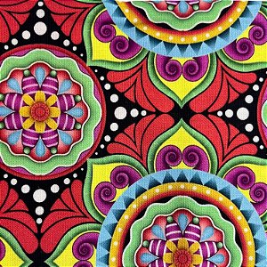 TECIDO TRICOLINE DIGITAL MANDALAS COR 490 MEDIDAS: 50X1,40 MTS IGARATINGA