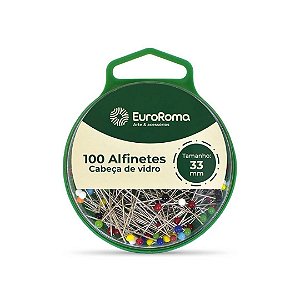 ALFINETE CABEÇA DE VIDRO 100 UNID 33MM EUROROMA