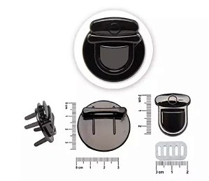 FECHO DE METAL PRESSÃO 3X3,5CM COR PRETO