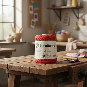 BARBANTE EUROROMA 600 GR FIO 6 COR 1000 VERMELHO 610 METROS