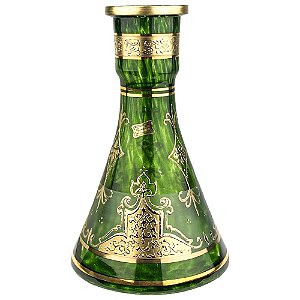 Vaso Bohemian Egermann Tower Knight Shield 26cm - Forest Green