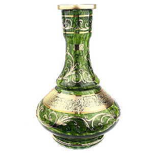 Vaso Bohemian Egermann Vulkan Tribal 30cm - Forest Green