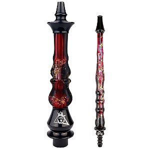 Kit Stem Narguile Nayb Manic + Piteira Nayb - Black Red Gold