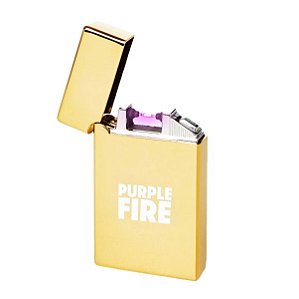 Isqueiro De Metal Purple Fire - Dourado (Recarregável)