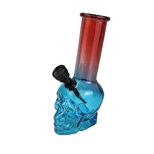 Bong De Vidro DK Mini Skull Colors - Vermelho/Azul