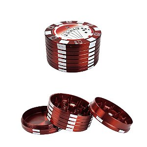 Dichavador De Metal MD Poker Grande - Vermelho