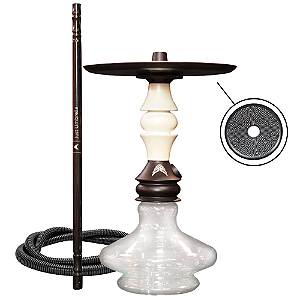Narguile Completo Marajah Hookah Umbrella Nano - Preto Branco Fusion