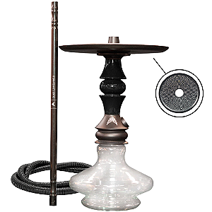 Narguile Completo Marajah Hookah Umbrella Nano - Preto Preto Brilhante