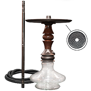 Narguile Completo Marajah Hookah Umbrella Nano - Preto Marrom Brilhante