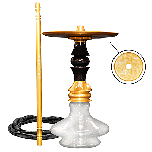 Narguile Completo Marajah Hookah Umbrella Nano - Dourado Marrom Brilhante
