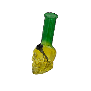 Bong De Vidro DK Mini Skull Colors - Amarelo/Verde