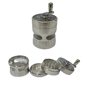 Dichavador De Metal DK Manivela Visor Grande - Prata