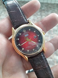 Rolex Ref. 3484 com pulseira de couro ,dia da semana e data