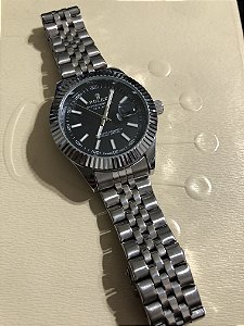 Rolex DateJust 36 Prata com fundo preto AAA