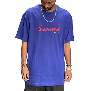 Camiseta Diamond OG Script Tee - Blue/Print