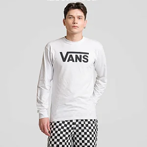 CAMISETA VANS CLASSIC MANGA LONGA  WHITE BLACK