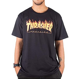 CAMISETA THRASHER MAGAZINE FLAME - PRETA