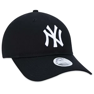 Boné New Era NY Yankees Preto Aba Curva - Feminino