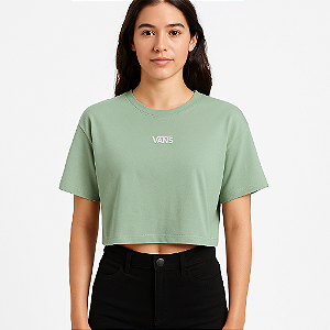 Camiseta Vans Flying V Crew Cropped Gray Olive