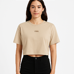 Camiseta Vans Flying V Crew Cropped Taupe Mist