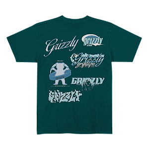Camiseta Grizzly Back Script Logo - Green Teal
