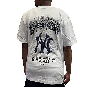 Camiseta New Era Ouversized Yankees Premium  Roses White - Importada