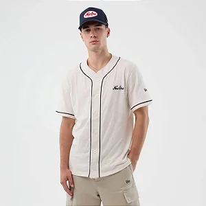 Camisa New Era Jersey Slub Open White Baseball Jersey