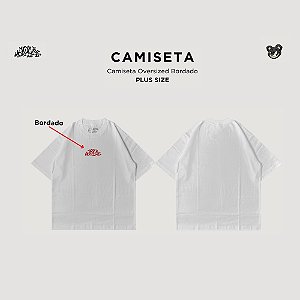 Camiseta trip side Oversized Plus Sized Tags Branca ( Tamanho Big )