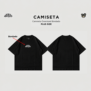 Camiseta trip side Oversized Plus Sized Tags Preta ( Tamanho Big )