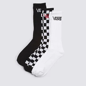 Meia Vans Class Crew (3 Pares) 39/45 Black-Checkerboard