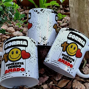 Caneca Sorria você está sendo amado Personalizada Sorria 325ml