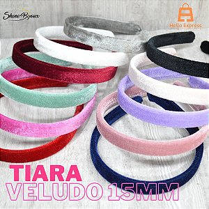 Tiara de veludo 15mm de veludo premiun 06 und