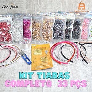 Kit Fabrica de tiaras iniciante  jogo completo tiaras linha agulhas e pedrarias