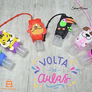 Porta álcool em gel  infantil chaveiro para mochilas e bolsas animais