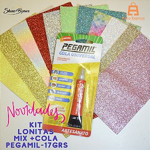lonita mix cores kit com 10 placas de aprox 8x15 cm com pegamil 17grs