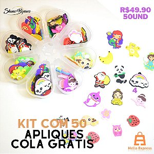 50 Apliques emborrachados para laços com caixa margarida 08 divisorias  gratis pegamil