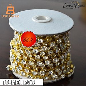 Strass em metro SS16 dourado  rolo com 10 metros  (pp31 4mm) super oferta