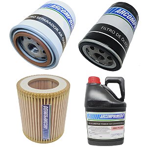 Kit Com Filtros E 5lts Óleo Do Compressor Atlas Copco Gx2