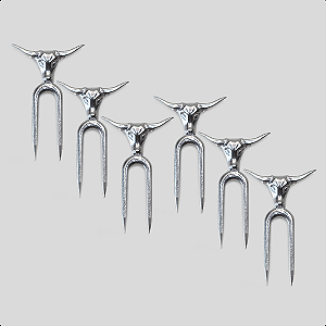 Kit 6 Garfinhos Para Petisco Em Alumínio Batido Cara De Boi