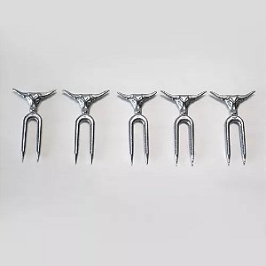 5 Garfinhos Para Petisco Em Alumínio Batido Com Cara De Boi