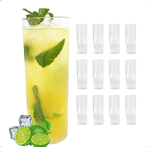Kit 48 Copos Long Drink 340ml Acrílico Transparente Festas