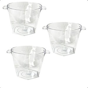 Kit 3 Balde de Gelo em 4,25L Champanheira Acrílico com Alça