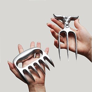 Kit Tridente 2 Face e Garra De Urso p/ Churrasco Em Alumínio