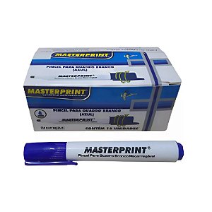 Marcador Quadro Branco Recarregável Azul Masterprint 12 Unidades
